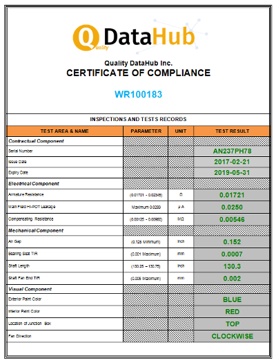 certificate of compliance example in manufacturing