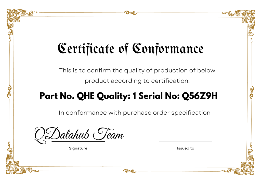 Certificate of Conformance and ITP in Q.Shop